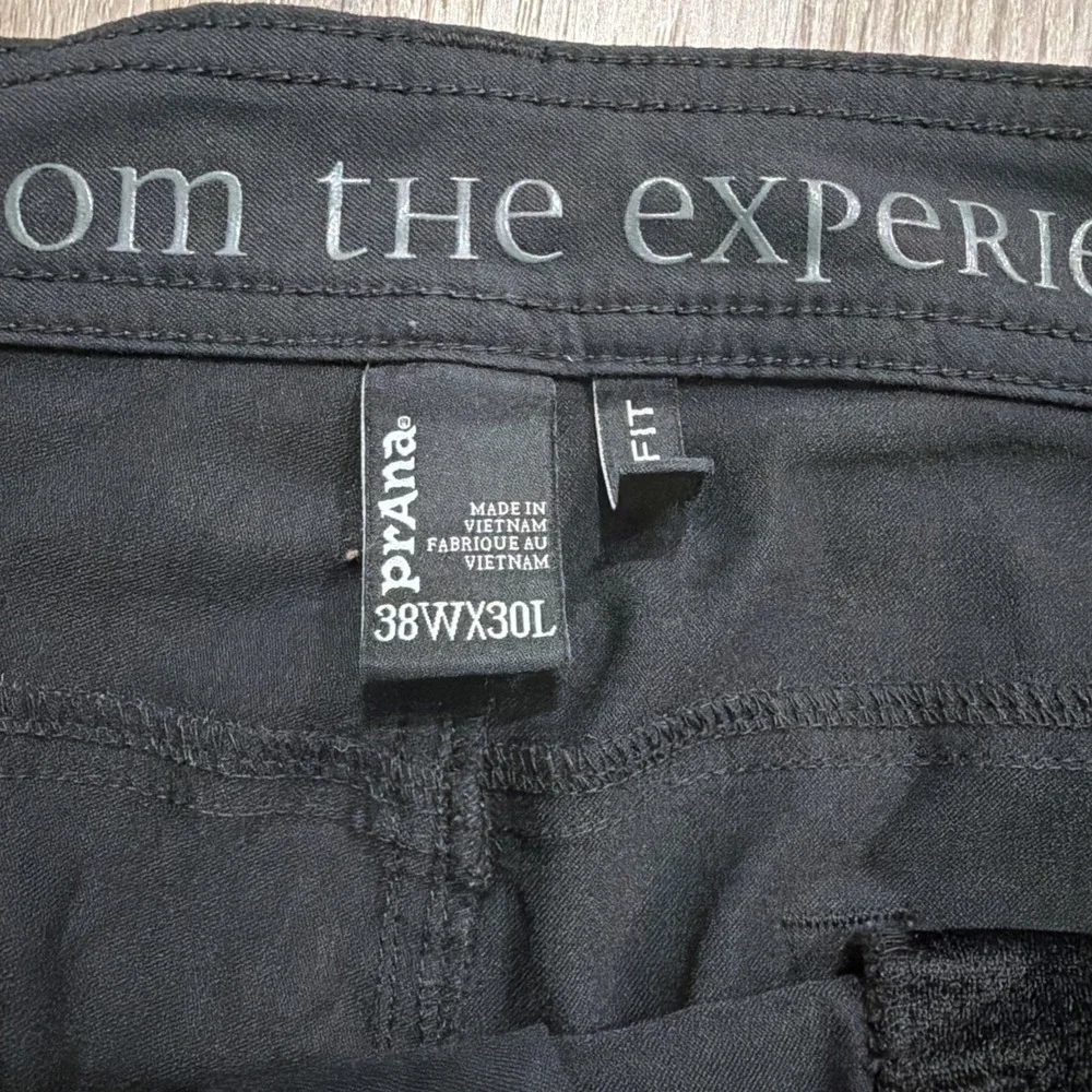 Prana Brion Pants Men 38x30 Black Slim Fit Nylon Stretch Outdoor Hiking Camping